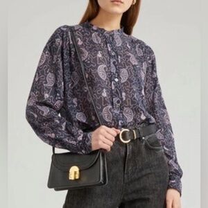 Isabel Marant Etolie Maria Shirt Long Sleeve Navy Pink Size XS